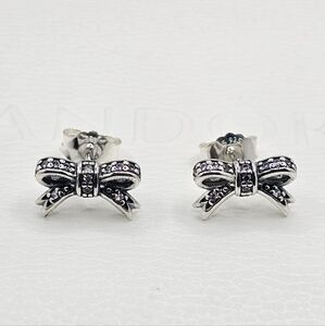 ❤️ Authentic Pandora ⭐️RETIRED⭐️ BOW STUD EARRINGS